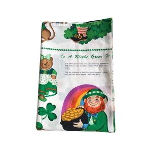 Vintage Lucky Leprechaun Sheet or Fabric - Pot of Gold - Lucky Irish